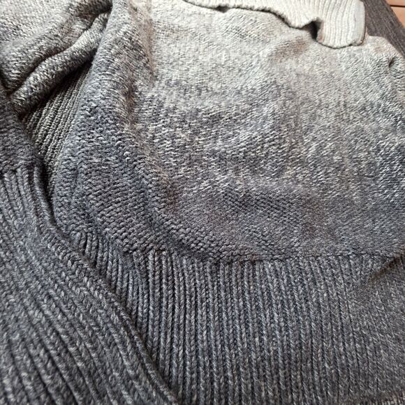 American Eagle Zip Up Sweater Size Large Fitted Gray Ombre Y2K Preppy Collared - Picture 10 of 11